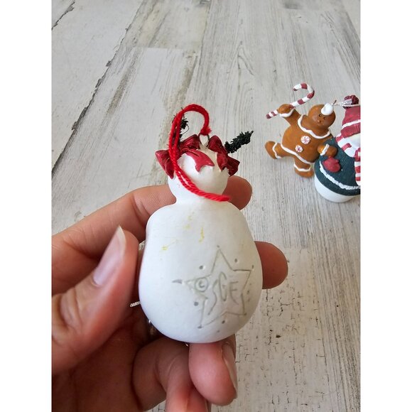 Sandi gore evans snowman gingerbread ornament tree Xmas gingerbread set - Picture 3 of 10